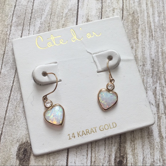 Cate D'or Jewelry - 14 Karat Gold Heart Dangle Earrings